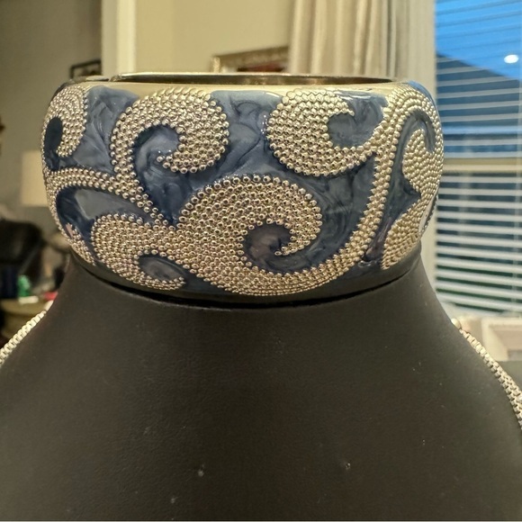 ⚜️ Lucky Brand Layered Silver Necklace & Blue Enamel Wave Bracelet ⚜️ - Picture 5 of 13